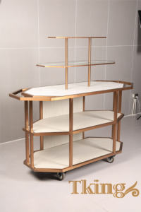 कस्टम लक्जरी आधुनिक खाद्य तैयारी ट्रॉली भंडारण होटल जो पहियों पर गाड़ी भंडारण ट्रॉली की सेवा करता है - Product Image 2