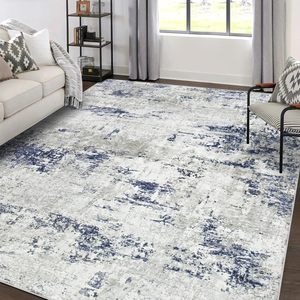 Grande Tappeto Moderno Morbido e Astratto con Base Antiscivolo in Gomma, Marrone Blu Notte Grigio per Sala da Pranzo, Cameretta, Soggiorno - Product Image 1