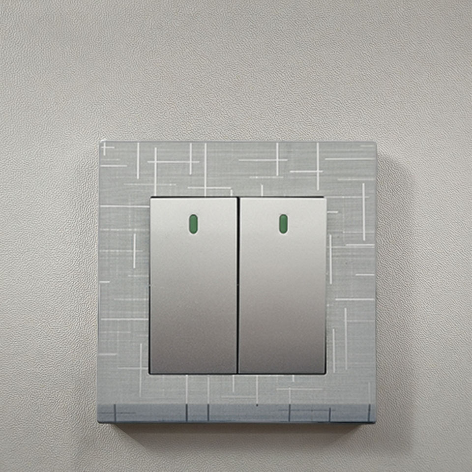VNX UK Standard Wall Switch Electrical Luxury PC Meteor Silver Panel 2 Gang 1 Way Wall Light Switch Touch Switch Socket