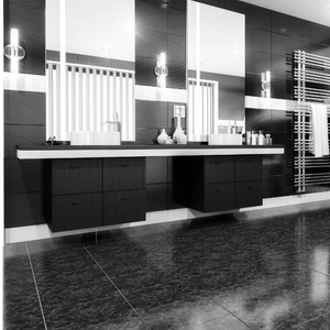 Ensemble de coiffeuse de salle de bain en quartz de luxe moderne personnalisée petite carcasse de panneau de mélamine murale en bois avec LED armoire de salle de bain en marbre - Product Image 5