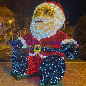 3D noel baba Motif IP65 ile 2024 açık noel sarı LED ışık peyzaj ev dekorasyon dekorasyon için puan