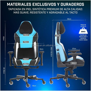 <span class=keywords><strong>Sedia</strong></span> da <span class=keywords><strong>Gaming</strong></span> PC Economica, Moderna, Professionale e Confortevole in Pelle PU, Girevole, con Telaio in Acciaio Estensibile e Capacità di 227 kg - Product Image 2