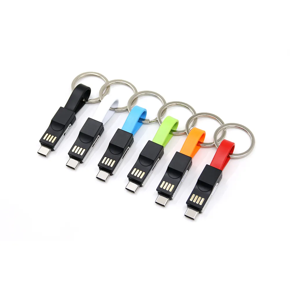 Hot Selling Customize 3 In 1 Mini USB Data Keychain Cable Business Promotion Gift for Smartphones