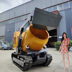 Fabricant 0.3 CBM Mini bétonnière à chargement automatique mobile sur chenilles avec noyau de moteur de pompe diesel à essence disponible à la vente - Product Image 1