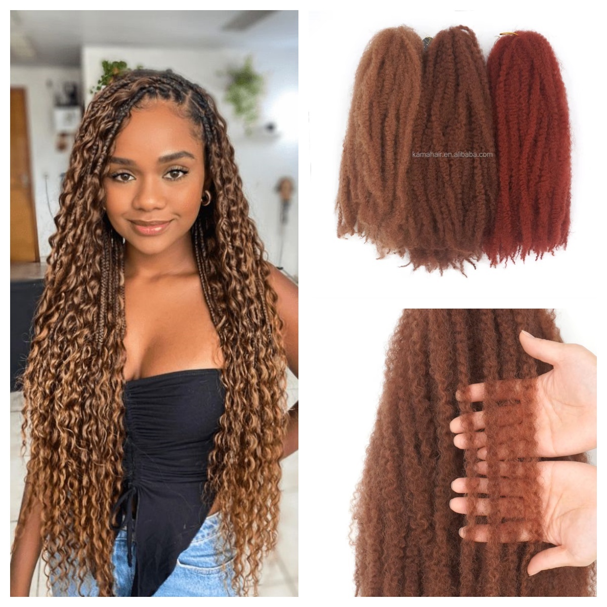 Wholesale 18-Inch High Soft Heat Resistant Afro Kinky Curly Crochet Braid Hair Extensions for Women Deep Wave 100g Synthetic