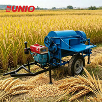 Batteuse multi-cultures robuste, machine à battre le blé et le riz à moteur diesel