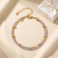 Ensemble de bracelets en pierres précieuses naturelles, 5 couleurs, empilables, chaîne dorée, bijoux semi-précieux, style bohème, vente en gros pour femmes