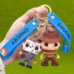 3D Horror <strong>Movie</strong> Character PVC Keychain Cute Spooky Figure Keyring Custom Logo Halloween Promotional Gift Bag Charm Wholesale - Product Image 3