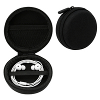 Étui de rangement pour écouteurs en EVA rigide, pochette portable antichoc avec poche en filet et sangle élastique, pour écouteurs et petits appareils électroniques