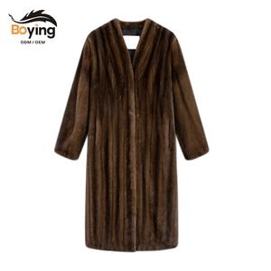 Abrigo Largo de Piel Sintética Ecológica para Mujer Boying - Parka Tejida con Cuello en V (Inspirado en Visón Genuino) Abrigo de Piel Sintética - Product Image 1