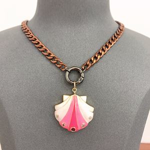 Collar metálico con colgante de Nariz de cerdo para mujer y niña, cadena con colgante de concha esmaltada, estilo cubano, para diario, promoción de BD-L1612 - Product Image 5