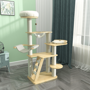 <span class=keywords><strong>Tour</strong></span> d'escalade pour chat en bois de luxe avec poteau à gratter, fermeture à bouton et design écologique pour chats - Product Image 4