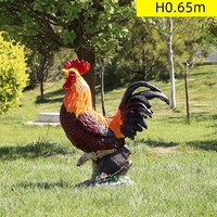 Estatua realista de escultura de fibra de vidrio personalizada de gallo de decoración de granja en stock