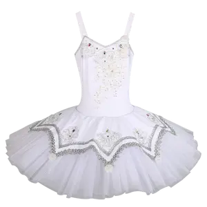 Femme Broderie Ballet Romantique Camisole TUTU Robe Filles Blanc Long Doux Tutu Robe Costumes de Danse de Scène Jupe avec 5 Couches