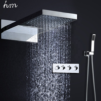 Robinet mitigeur de douche, salle de bains SUS304, ensemble de pomme de douche effet pluie et cascade, vanne de dérivation avec ensemble de douche à main