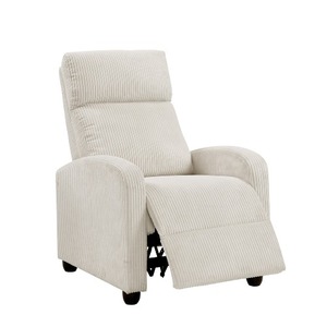 Juego de Sofá Cama Reclinable Manual Pary con Tela de Pana Acanalada Beige Cuadrada Convertible para Apartamentos y Hoteles - Product Image 5