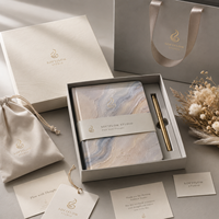 Ensemble de carnets personnalisés LABON, journal de luxe à texture marbrée, emballage cadeau haut de gamme, logo personnalisé, ensemble de papeterie de direction