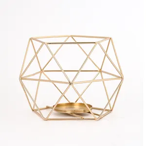 Weddings Decor Geometric Votive Stands Polished Metal Gold Tealight Candle Holders