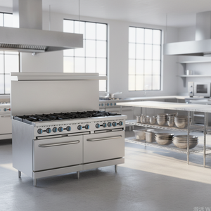 Estufa de Gas Comercial Certificada ETL de 10 Quemadores, 360,000 BTU, Acero Inoxidable Resistente con Horno Doble para Restaurante - Product Image 1
