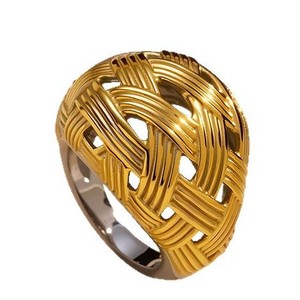 European American 18K Gold-Plated Stainless Steel Closed Ring Hot-Selling Fashion Mesh Niche Design <strong>Manufacturer</strong> Wholesale Ring - Product Image 6