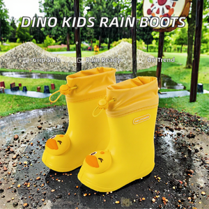 Bottes de pluie d'été et d'hiver pour filles WXL476, antidérapantes, 3D, dinosaure, canard, cordon de serrage, imperméables, dessin animé, EVA - Product Image 2