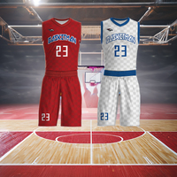 Ensemble de maillots de basket-ball sans manches personnalisés en gros, sublimation par transfert thermique, club, ligue, équipe, OEM, unisexe, séchage rapide