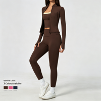 Ensemble de yoga 3 pièces pour femmes, veste respirante à séchage rapide, débardeur, leggings, vêtements de sport pour la salle de sport, l'entraînement et la remise en forme