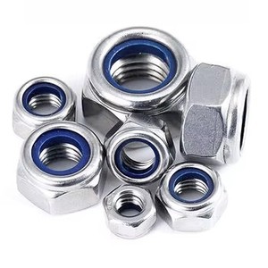 Tuercas hexagonales zincadas con rosca de acero y arandela de seguridad azul para fijación de maquinaria - Product Image 6