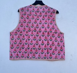 Chaleco acolchado Dori de algodón 100% para mujer, cómodo cuello en V, estampado Floral, ropa exterior corta con cierre de Jersey - Product Image 6