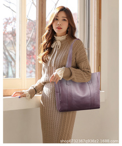 2026 Large Capacity PU Leather Shoulder Tote <b>Bag</b> Solid Color Zipper Handbag for Work Shopping Travel - Product Image 6