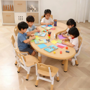 Ensemble table et chaises en forme de U pour la <span class=keywords><strong>maternelle</strong></span>, rouge, mobilier moderne pour enfants, pour <span class=keywords><strong>l</strong></span>'école <span class=keywords><strong>maternelle</strong></span> et la garderie - Product Image 3