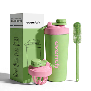 Nuovo Design Borracce Shaker in Acciaio Inossidabile Rosa con Doppio Isolamento Sottovuoto per Palestra e Fitness - Product Image 1