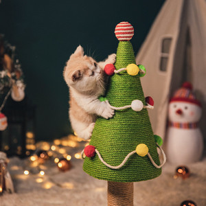 Christmas Tree <strong>Cat</strong> <strong>Climbing</strong> <strong>Frame</strong> with Natural Sisal <strong>Cat</strong> Scratching Post, Simulated Grass Lawn <strong>Cat</strong> Scratching Board - Product Image 3