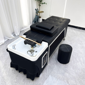 Moderna Cama de Champú de Lujo para Salón con Spa Capilar y Masaje, Gran Almacenamiento, Cuero PU, Estructura de Acero Inoxidable, Uso en Baño - Product Image 2