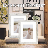 Set Bingkai Foto 8x10 Cetak UV Buatan Tangan, 2 Kaca Asli, Finishing Kayu Putih Antik, Termasuk Alas Foto 5x7 & 8x10, Untuk Pajangan Dinding/Meja