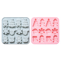 Moules à gâteau en silicone à thème de Noël, de qualité alimentaire, réutilisables, mignons, en silicone magnétique, pour chocolat, bonbons et glaces, DIY