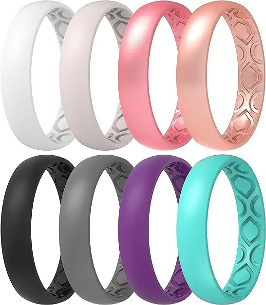 Silicone Wedding Rings for Women -Stackable Silicone Rubber Wedding Bands