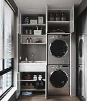 Meuble de buanderie extérieur robuste et étanche pour balcon, support de machine à laver sur mesure avec évier utilitaire