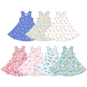 2024 थोक ग्रीष्मकालीन बेबी गर्ल्स स्कर्ट फैशन कैजुअल फ्लोरल आउटफिट डिजाइनर ड्रेस रोमपर्स लंबी सुरुचिपूर्ण बच्चों की पोशाक
