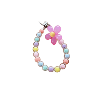 Macaron Color PVC Macaron Handmade Beaded Flower Phone Chain Wrist Rope Ins Wind Style Petal Phone Lanyard