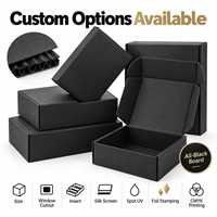 Boîtes d'expédition pliables en carton ondulé noir E-Flute personnalisées avec logo imprimé pour bijoux, cadeaux, e-commerce, vente en gros