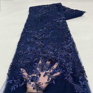 Tela de Malla <span class=keywords><strong>Negra</strong></span> con <span class=keywords><strong>Lentejuelas</strong></span> y Bordado Estilo Europeo y Americano, Tejido Liso para Vestido de Novia, Encaje Hecho a Mano para Manualidades DIY para Niñas y Niños - Product Image 1