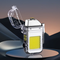 Briquet à double arc étanche à coque transparente COBT Ypec, recharge multifonction, briquet USB coupe-vent pour l'extérieur