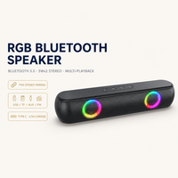 Barre de son stéréo sans fil RGB BT 5.0 TWS avec 2 haut-parleurs 5W, éclairage LED coloré, USB Type-C, AUX, TF, FM, pour PC/TV