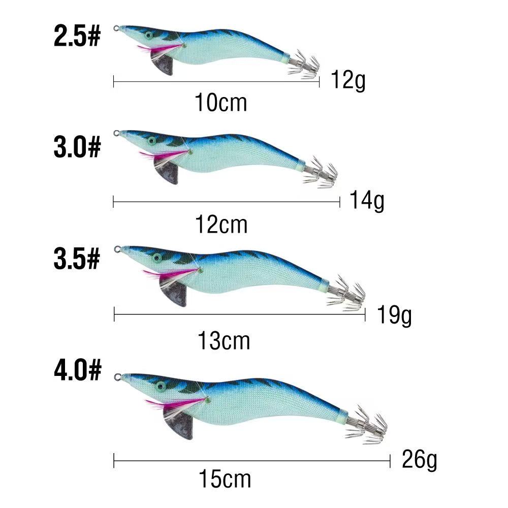 Calmar lumineux et crevettes de bois Appât de pêche au calmar de haute qualité 5 couleurs Leurre de pêche