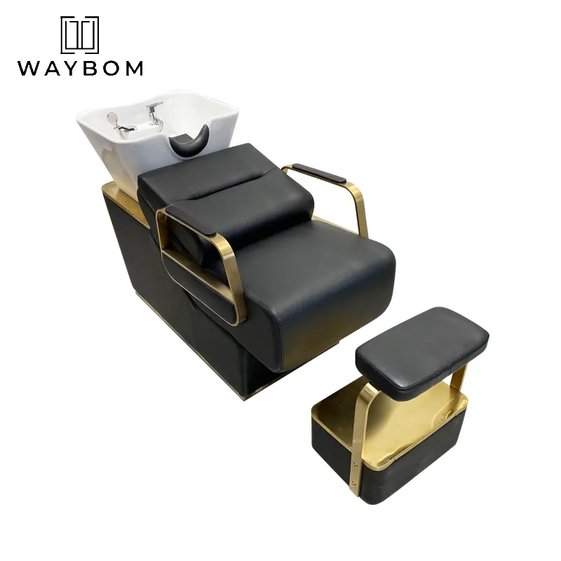 Modern Salon Furniture Make-up Hair Dressing Shop Soft Leather Seat Shampoo Chair Set