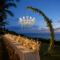 Lustre suspendu en cristal pour allée de mariage, lampe LED en acrylique or et argent pour couloir de mariage et fond de scène