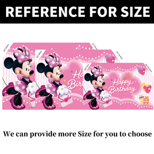 Fournitures de fête promotionnelles, bannière de fond de fête d'anniversaire rose <span class=keywords><strong>Minnie</strong></span> Mouse pour enfants, bébé, décorations de joyeux anniversaire - Product Image 4