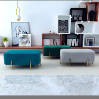 Meubles d'entrée de maison de luxe, vert, rose, gris, en tissu de velours, banc de changement de chaussures, tabouret, vente en gros