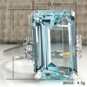 Anello da Donna in Rame Placcato Oro Bianco con Topazio Colorato CZ, Stile Fidanzamento, Gioiello alla Moda - Product Image 3